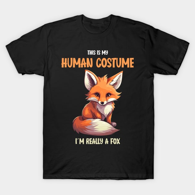 Cute Fox Halloween T-Shirt | This is My Human Costume Tee | Animal Lovers Shirt | Charming Anime Gift Idea | Easy Outfit T-Shirt by Indigo Lake